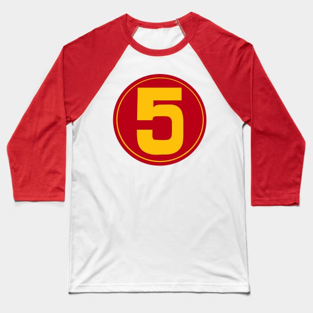 Mach 5 logo (Speed Racer) Baseball T-Shirt by monkeyfan250